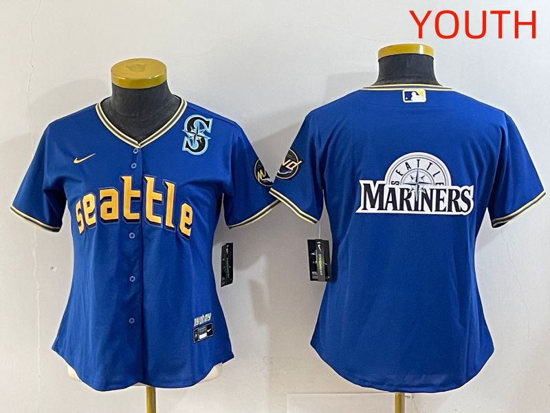 Youth 2025 Seattle Mariners Blank Blue City Edition Nike MLB Jersey style 13->youth mlb jersey->Youth Jersey